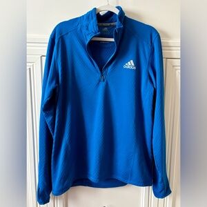 🔵 BLUE ADIDAS CLIMAWARM 1/2 ZIP PULLOVER RUNNING FLEECE - MENS SIZE LARGE 🔵